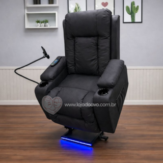 Poltrona do Papai LIFT em Suede - Suporte para Celular e Aquecimento