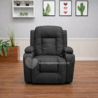 Poltrona do Papai LIFT em Suede - Suporte para Celular e Aquecimento